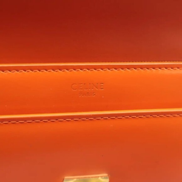 Celine Orange Shoulder Bag with Gold Chain - Picture 10 of 11